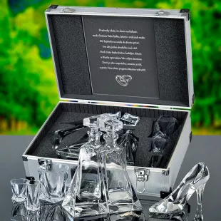 Karaffek Lovers + esküvői cipő Bohemia Crystal AL Koffer