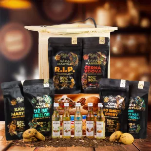 Kávés ajándékláda | Szabványos fedél, Fedél gravírozott szöveggel, Fedél karácsonyi motívummal