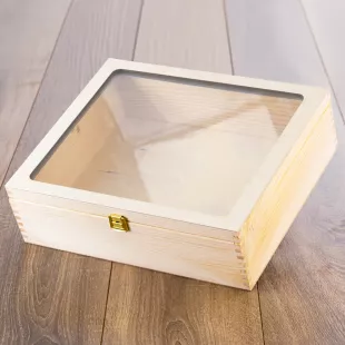 Contraband MINI ajándékszett doboz üvegfedéllel 36×30 cm - Szabványos fedél CONTRABAND.ZONE Üres fa ajándékdoboz üveg fedéllel 36x30 cm