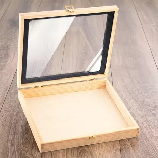 Contraband MINI ajándékszett doboz üvegfedéllel 30×26 cm CONTRABAND.ZONE Üres fa ajándékdoboz üveg fedéllel 30x26 cm