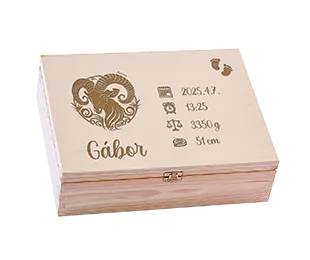 Ajándék gyermek születéséhez, gravírozott állatöv jelzéssel