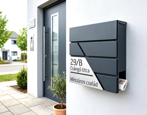 Modern antracitszürke / ezüst postaláda